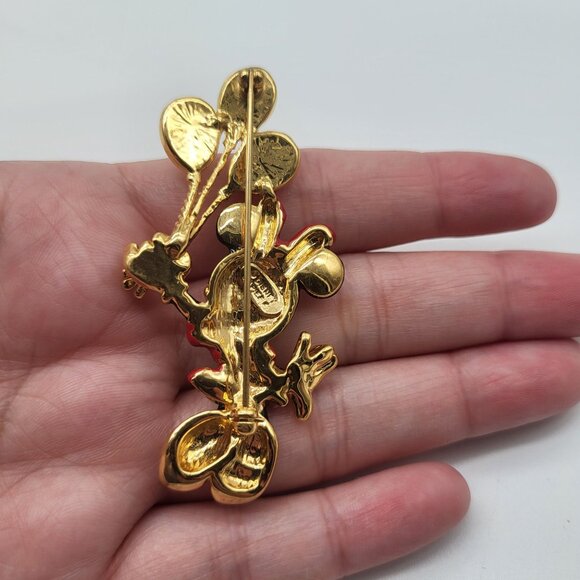 VTG 90s Napier Disney Enamel Gold Tone Minnie Mouse w/ Balloons Brooch Pin - Picture 3 of 6